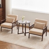 单人沙发椅实木阳台休闲椅客厅房间布艺靠背椅酒店接待洽谈桌椅