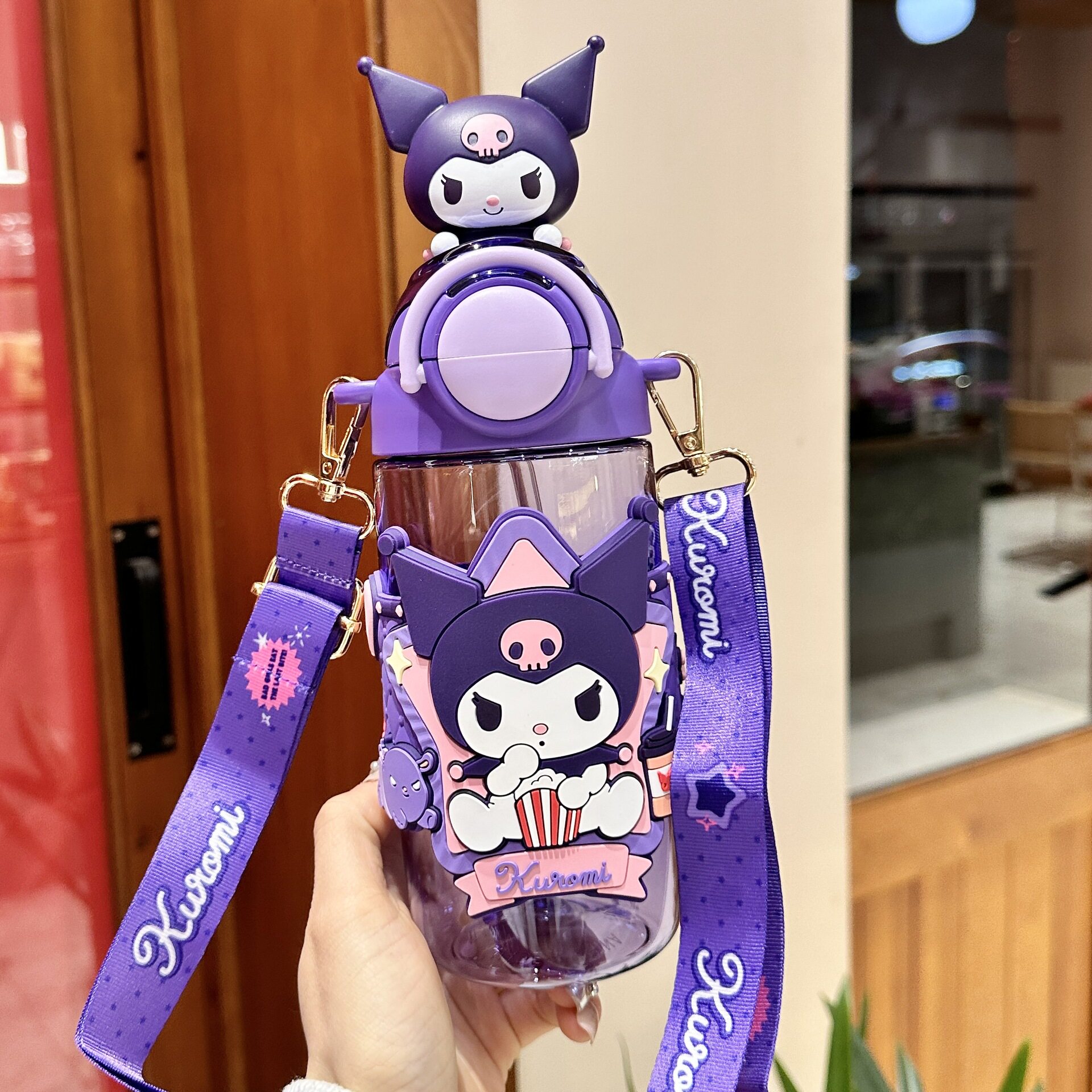 三丽鸥可爱儿童带吸管库洛米塑料杯子女孩上学专用美乐蒂水杯