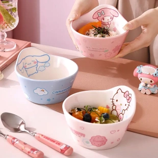 碗 三丽鸥可爱米饭碗高颜值少儿碗家用甜品陶瓷碗卡通餐具吃饭