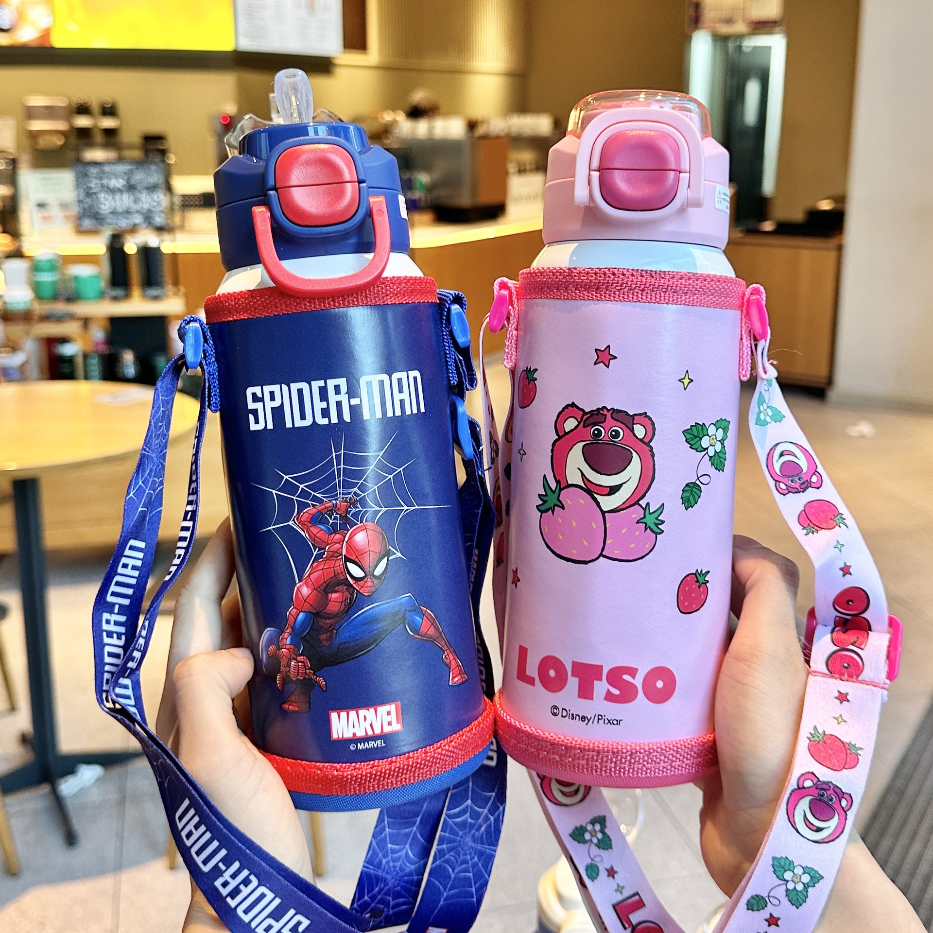 草莓熊儿童保温杯女孩上学专用小学生食品级316吸管杯子男双饮杯