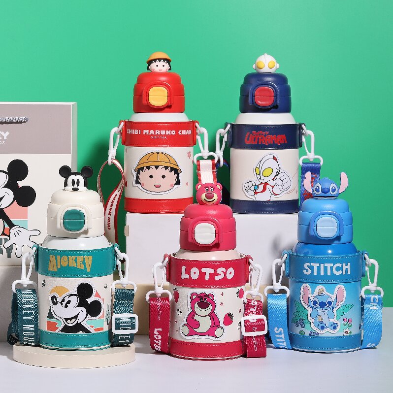 史迪奇儿童保温杯上学专用男女孩小学生吸管水杯直双饮口水壶316