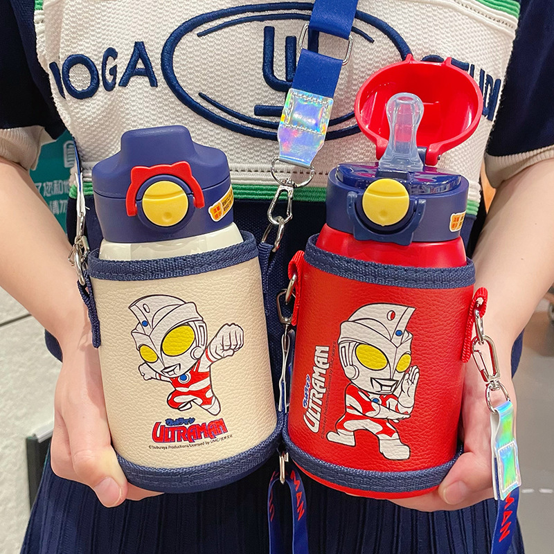 奥特曼儿童保温杯吸管水壶学生水壶幼儿园宝宝水杯上学耐摔