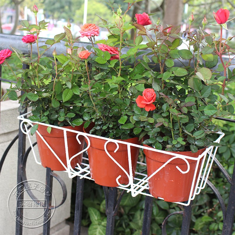 阳台栏杆露台壁挂挂架长方形花盆专用花架简约铁艺花架子全新升级