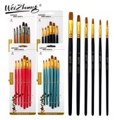新款 丙烯水彩颜料木杆笔美术生专用绘画排笔尼龙毛 6支油画笔套装