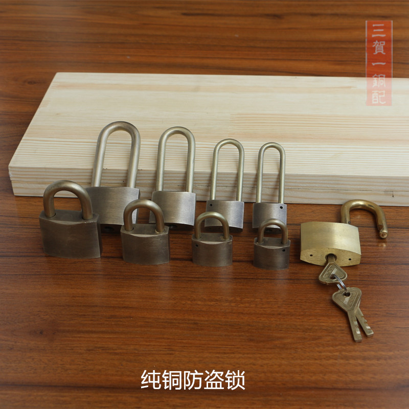 中式仿古纯铜挂锁防盗锁防水防锈铜锁扣挂锁拉手插销门栓门锁铜锁