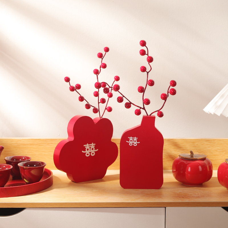 结婚木质摆件订婚场景布置婚房客厅喜瓶装饰闺蜜结婚礼物送新人