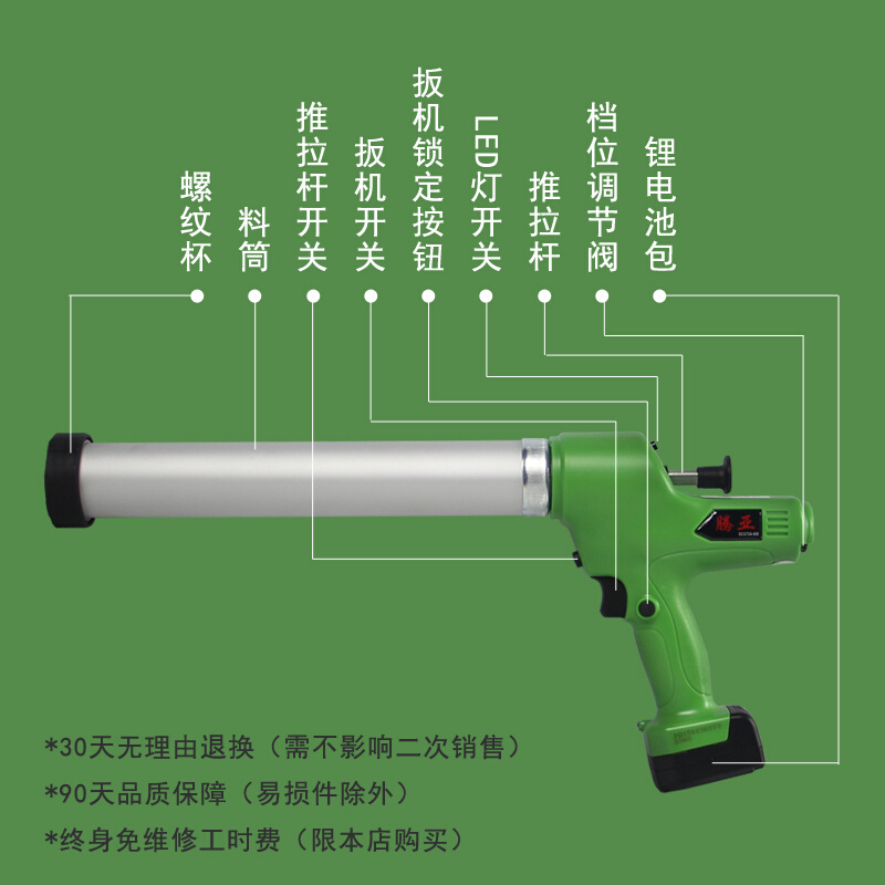 腾亚电动胶枪结构胶专用胶枪自动断胶玻璃胶硅胶锂电池门窗打胶枪