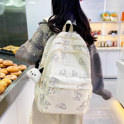 日系ins风蝴蝶双肩包初高中学生书包大容量外出旅游轻便双肩包