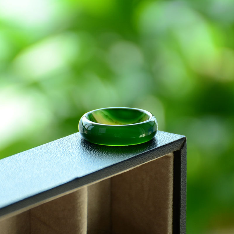 白云形爱心179天然奇石玉髓指环戒指女尾戒玛瑙男圈跑环证书0185