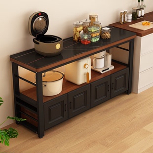 岩板厨房置物架多层收纳架家用多功能储物柜大容量锅具碗柜切菜桌