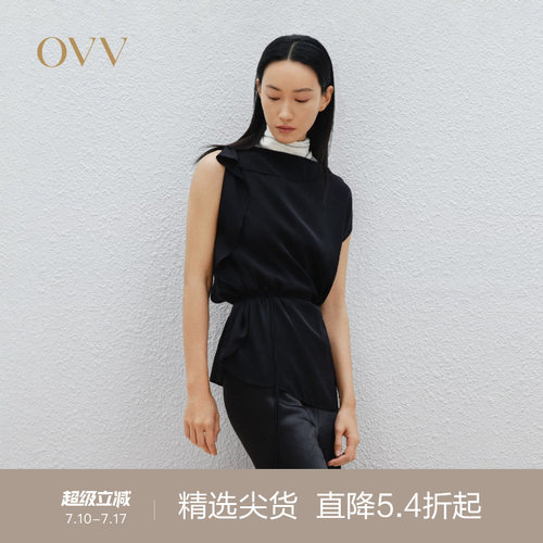 弹力双乔 荷叶边饰 无袖设计