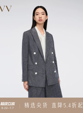 OVV春夏双排扣西服亚麻