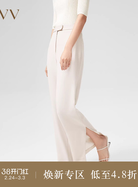 OVV春夏热卖女装日本进口面料时尚开叉直筒垂坠通勤休闲裤