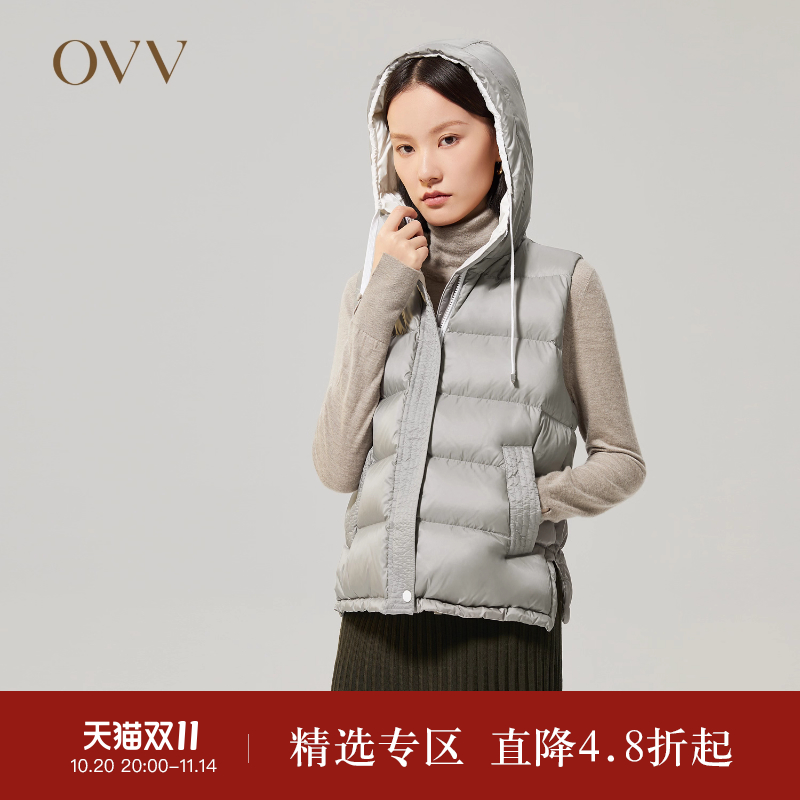 OVV连帽立领羽绒马甲背心女