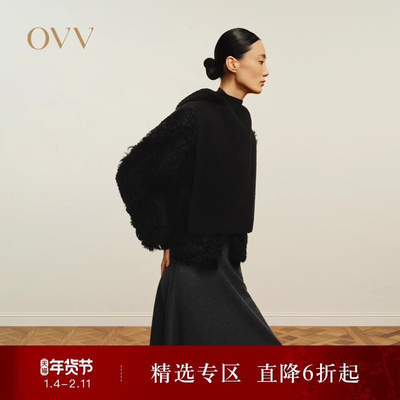 OVV秋冬热卖女装可双面穿着36mm卷毛小圆领皮草外套