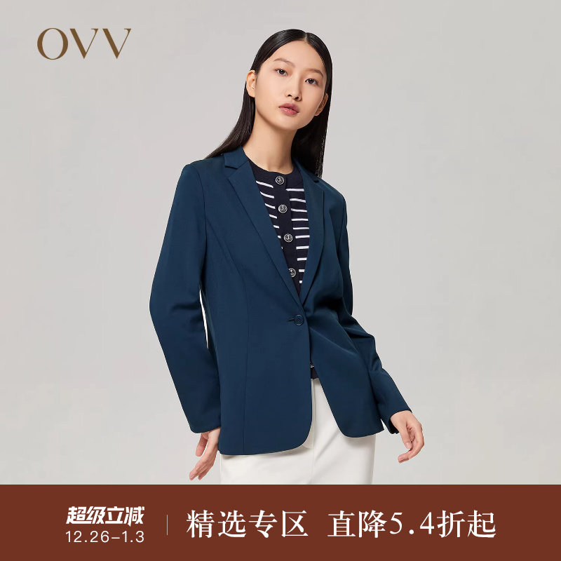 OVV秋冬高弹针织通勤职业套装西服上衣