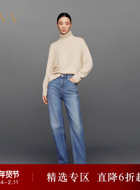 OVVOutlet秋冬热卖女装日本进口面料时髦复古直筒休闲牛仔裤