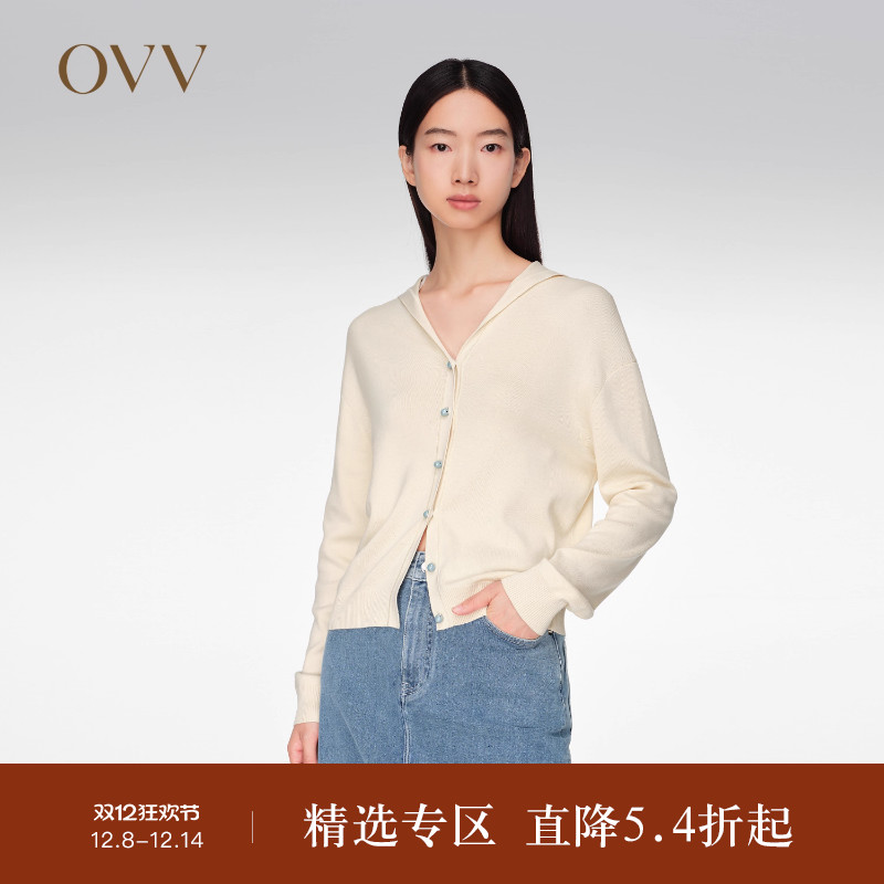 OVV春夏长袖外套针织外套海军领