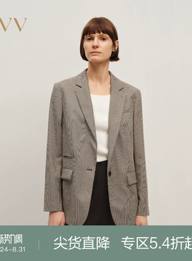 OVV秋冬热卖女装经典一粒扣优雅千鸟格纹羊毛西服外套