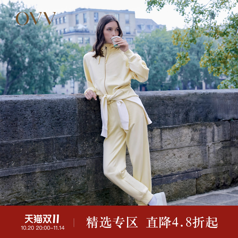 【高级运动系列】OVV秋冬新款女装弹力棉质时髦休闲卫裤 - 封面