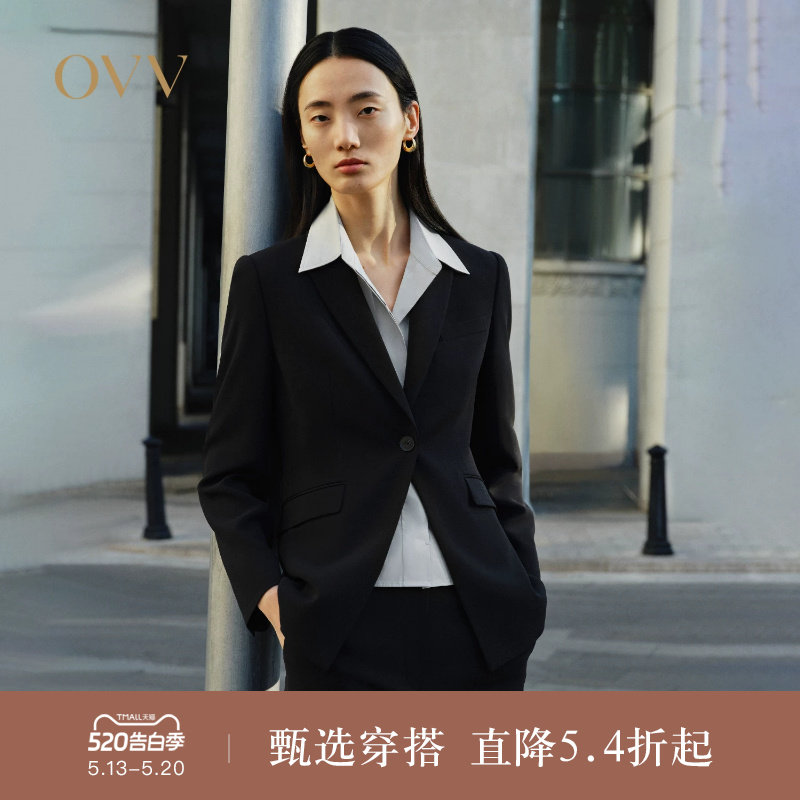 OVV春夏热卖女装简约时尚一粒扣戗驳领休闲西服外套