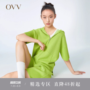 高级运动系列 女装 OVV春夏热卖 外套 短袖 连帽针织开衫