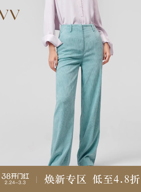 OVV Outlet 秋冬新款女灯芯绒坑条肌理感直筒休闲通勤套装西裤子