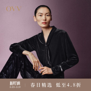 时髦套头长袖 女装 OVVOutlet秋冬热卖 休闲上衣 极夜丝绒