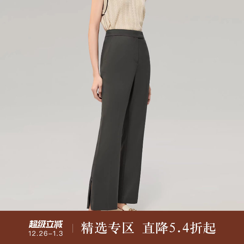 OVVOVVOutlet秋冬女装羊毛混纺垂坠廓形微喇套装西服裤子