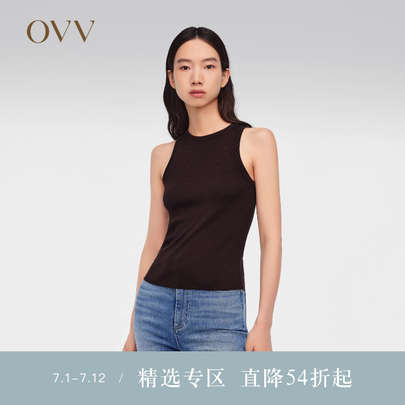 OVVOutlet2024春夏新款女装基础易搭运动修身休闲真丝无