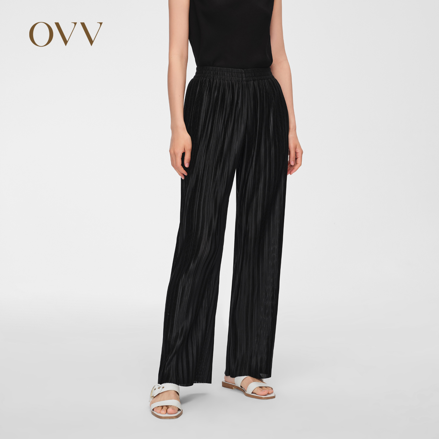 高腰简约OVV春夏休闲长裤