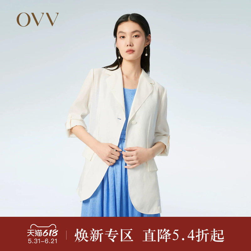 OVV春夏热卖女装半透明薄纱时尚休闲西服外套