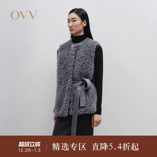 OVV秋冬热卖 轻盈立体感系带复合环保背心易搭皮草 女装