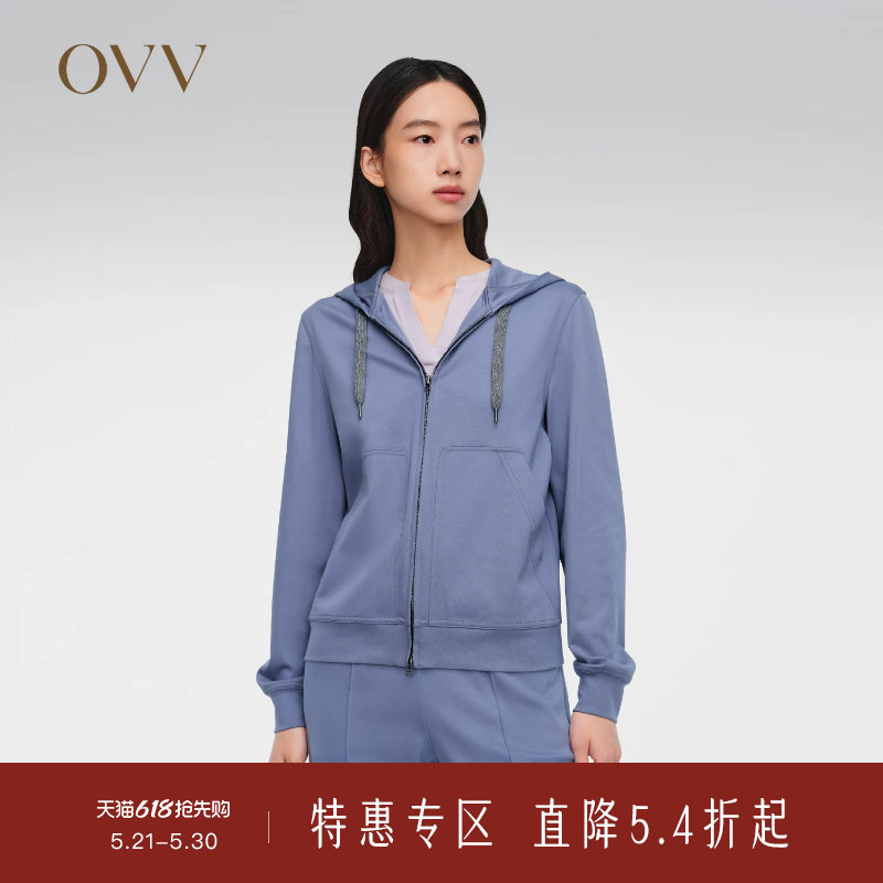 【高级运动系列】OVV春夏热卖女装舒适休闲连帽拉链卫衣
