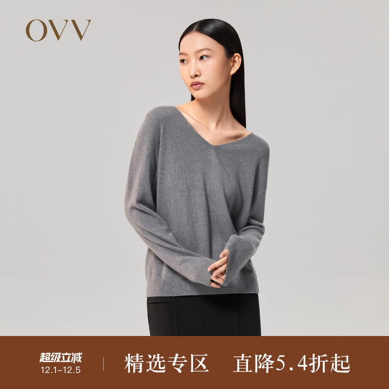OVV秋冬新款女装山羊绒宽松套头