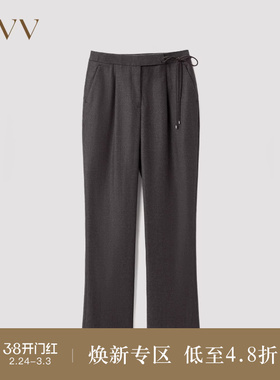 OVVOutlet秋冬女装意大利进口羊毛面料时尚系带简约套装西裤