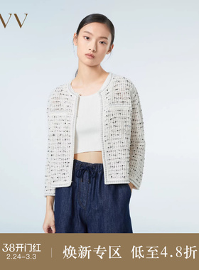 OVV春夏热卖女装轻薄棉麻花纱粗花呢七分袖休闲针织外套