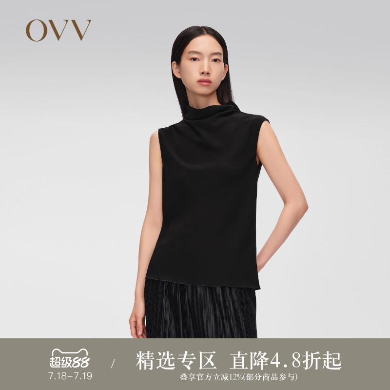 OVV简约无袖混纺醋酸上衣