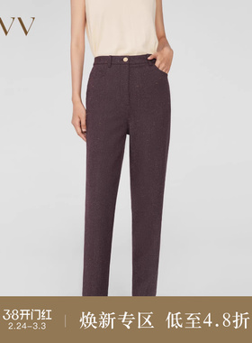 OVVOutlet秋冬新款女装日本进口彩点花呢羊毛套装西裤烟管裤子