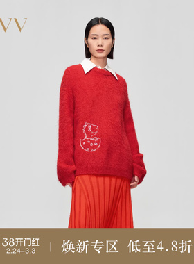【新年红系列】OVV春夏热卖女装小恐龙造型圆领针织衫毛衣