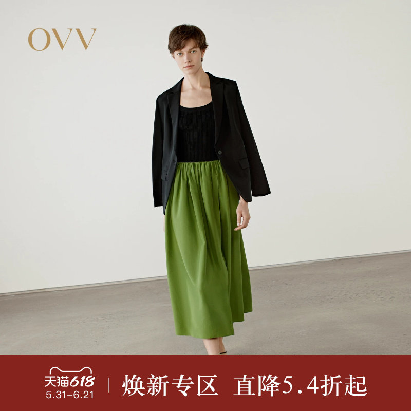 OVV2025春夏新款女装两色可选简约优雅大方吊带连衣裙