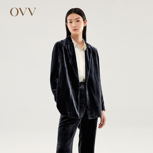 OVV 西服 丝绒压褶面料垂坠收腰套装 Outlet秋冬热卖