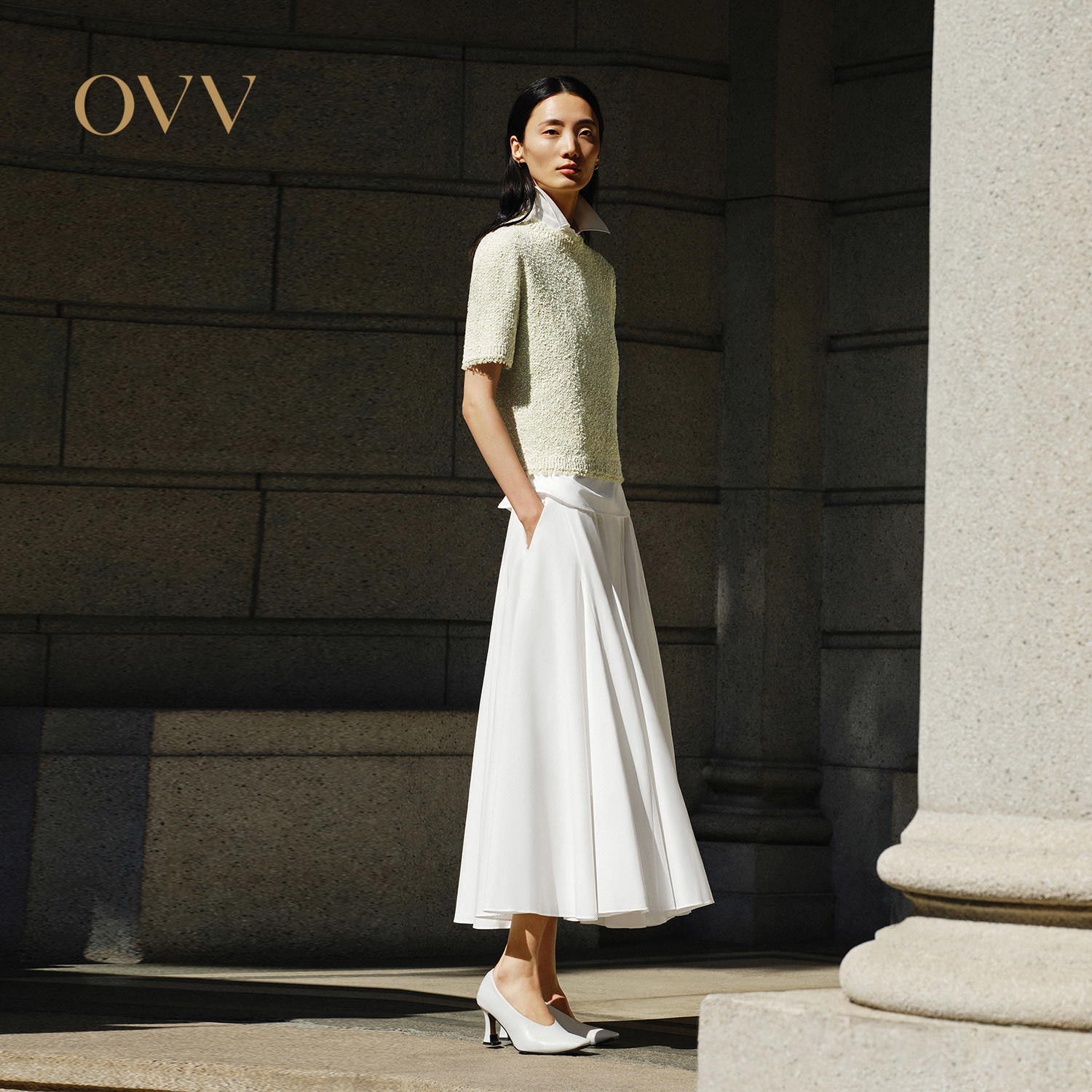 【SOLOTEX微风系列】OVV春夏热卖女装小白裙A字裙摆半身裙