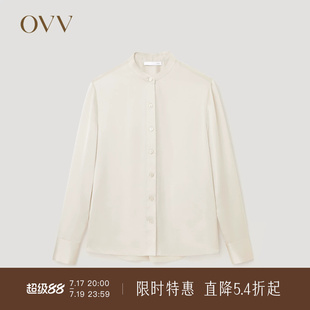【重磅真丝】OVVOutlet秋冬热卖女装20MM缎面绉长袖休闲衬衫