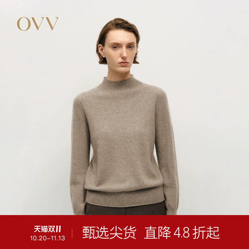 OVVOutlet秋冬热卖热卖女装经典半高领优雅休闲保暖针织羊绒衫