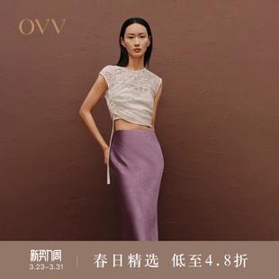 基础斜裁优雅浪漫中长半身裙 经典 OVV春夏热卖 女装