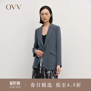 OVVOutlet秋冬热卖 戗驳领一粒扣简约优雅休闲西服外套 女装