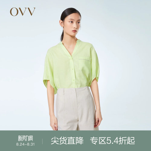 OVV休闲短袖明亮春夏亚麻