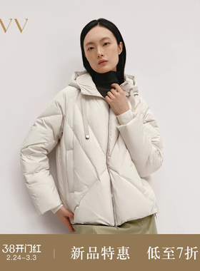 OVVOutlet秋冬热卖新款女装高领连帽轻便保暖短款舒适羽绒服外套
