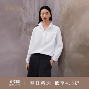 衬衫 空气洗匹马棉翻领橡筋抽绳长袖 女装 OVV春夏热卖